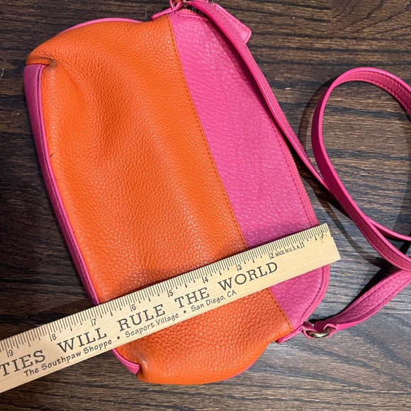 Talbots leather solid pink and solid orange shoulder bag - Picture 5 of 11